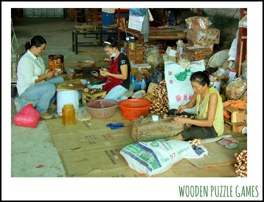 wooden puzzle games, handmade puzzles from northern thailand